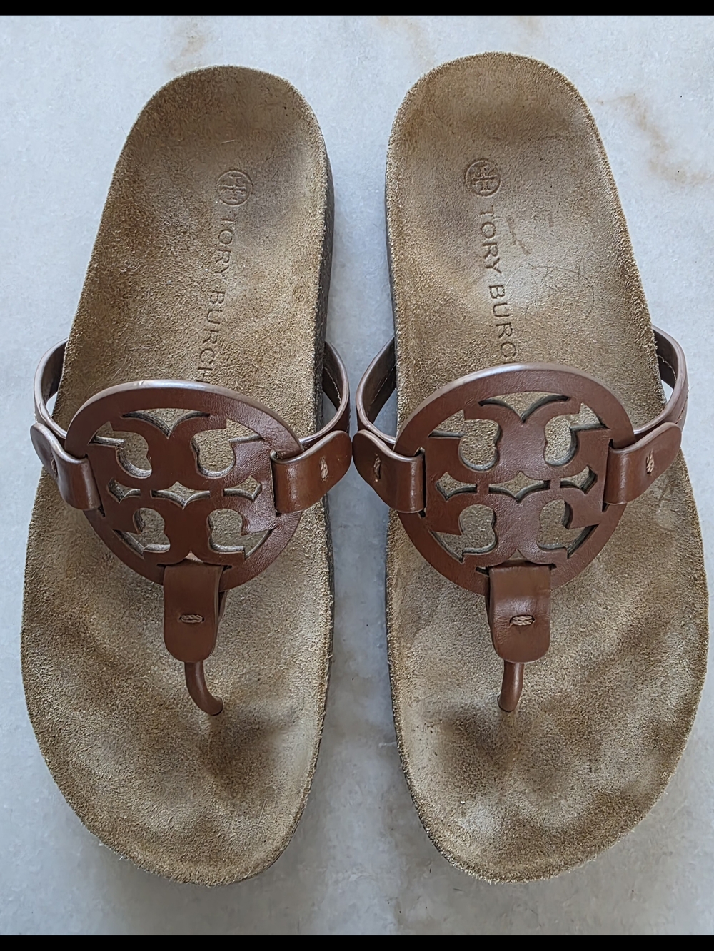 Tory Burch Miller Logo Thong Sandals in Brown